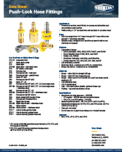 Push-Lock Hose Fittings Data Sheet